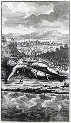 Gulliver gevangen door de Lilliputters, illustratie uit 